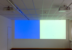 Doppelprojektion in Besprechnungsraum Frankfurt, 2x Sanyo 5000 ANSI-Lumen